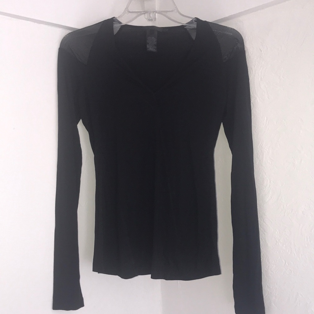 Donna Karen long sleeve v-neck with mesh